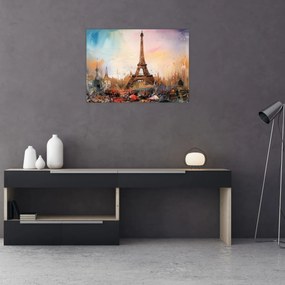 Obraz - Maľba Eiffelovej veže (70x50 cm)