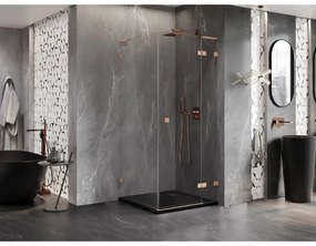 Mexen Lunar L, 1-krídlový sprchový kút, pravý, 100 x 100 cm, 8mm číre sklo, medený profil, 834L-100-100-65-00-P