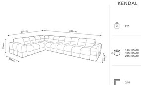 Čierna zamatová rohová pohovka (ľavý roh) Kendal - Micadoni Home