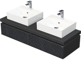 Skrinka do kúpeľne s umývadlom Intedoor DESK 3D čierna matná 140,5 x 44,4 x 50,2 cm DE 54 3D 140 D STORM 2Z U129