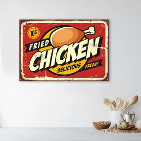 Obraz na plátně Retro znamení Chicken - 100x70 cm