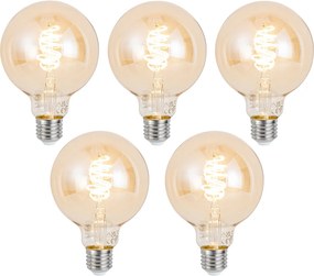 Sada 5 ks Inteligentné stmievateľné LED žiarovky E27 G95 Jantárová 4,9 W 320 lm 2500 K
