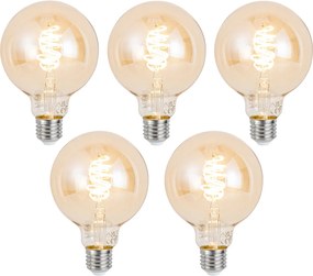 Sada 5 ks Inteligentné stmievateľné LED žiarovky E27 G95 Jantárová 4,9 W 320 lm 2500 K