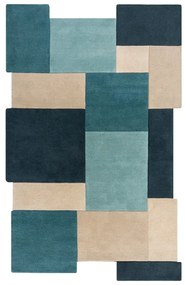 Modrý/béžový vlnený koberec 200x290 cm Abstract Collage – Flair Rugs
