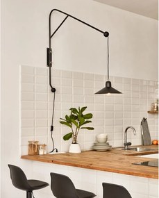 Čierne nástenné svietidlo ø 30 cm Eleazar – Kave Home