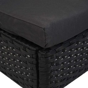 4x Stolička a stola HWC-G19, polyratan, 120x75cm - čierna, vankúše tmavosivá