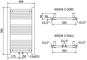 Mexen Mars, elektrické vykurovacie teleso 700x400 mm + vykurovacia tyč 300 W, chrómová, W110-0700-400-2300-01