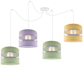 Závesné svietidlo Elegance Spider, 4x textilné tienidlo (mix 8 farieb), w