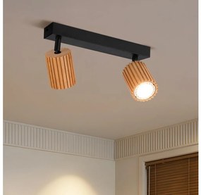 Brilagi - Bodové svietidlo MODERN WOOD 2xGU10/8W/230V kaučukovník/čierna