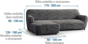 Bielastické poťahy VITTORIA šedá sedačka s otomanom vľavo (š. 170 - 300 cm)