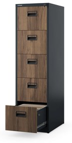 Kovová kartotéka, 5 zásuviek SARA V5, 460 x 1630 x 620 mm, Eco Design: antracitová/ orech