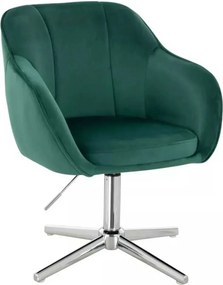 LuxuryForm DESIGN Stolička AVOLA VELUR na striebornom kríži - zelená