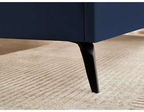 Tmavomodrá čalúnená dvojlôžková posteľ s roštom 140x190 cm Prune – Bobochic Paris