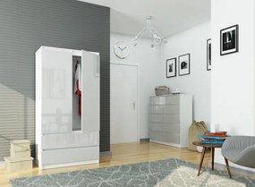 Skriňa S 90 cm 2D 2SZ CLP metalická, lesk