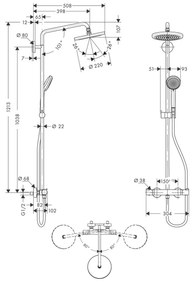 Hansgrohe Croma, Showerpipe 220 1jet s termostatom, chrómová, HAN-27185000
