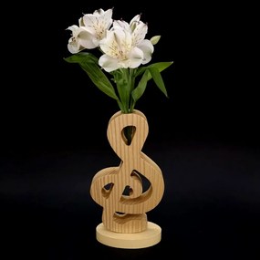 AMADEA Drevená váza v tvare husľového kľúča, masívne drevo, výška 24 cm