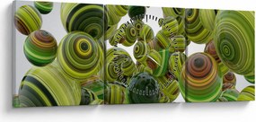 Obraz pruhovaných gúľ (s hodinami) (90x30 cm)