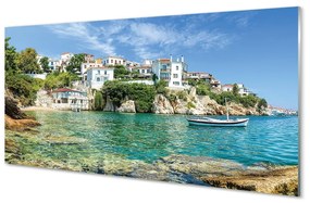Sklenený obraz Grécko Sea mestského života 100x50 cm