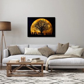 Sklenený obraz mesiace a siluet (70x50 cm)
