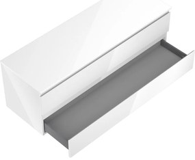 Mexen Orio, kúpeľňová skrinka 140 cm s hornou doskou, 2 zásuvky, biela lesklá, 91A10-14047-2-BFFC00