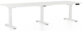 Výškovo nastaviteľný stôl OfficeTech Long, 240 x 80 cm, biela podnož, biela