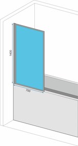 Jednodielna vaňová zástena REA LAGOS 70 cm, chróm/transparent