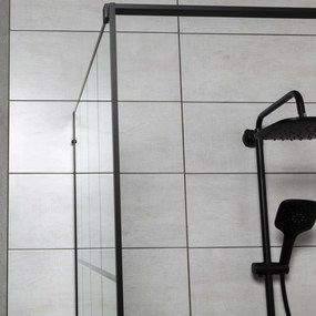 Novoterm Sprchová zastena Walk-in NV-Techno 100, čierna/transparent - bez vaničky