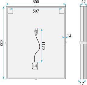 Tutumi Rea, LED zrkadlo 60x80 cm, BL808, HOM-06914