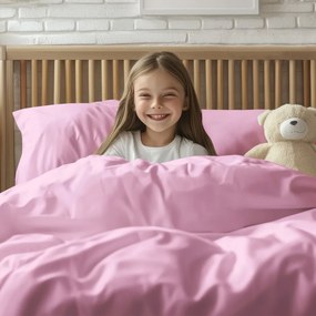 Detské bavlnené posteľné obliečky do postieľky Moni MO-025 Svetlo ružové Do postieľky 100x135 a 40x60 cm