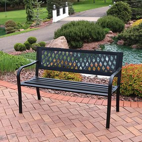 Záhradná lavička, s mriežkovaným operadlom