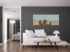 Obraz - Eugène Boudin, Women on the Beach at Berck, reprodukcia (120x50 cm)