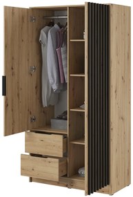 Dizajnová šatníková skriňa Nelly - dub artisan/čierna