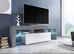 Televízny stolík Cama TORO 138 sivý mat/biely vysoký lesk/sivý vysoký lesk