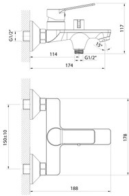 Aqualine - Vaňová batéria SINTRA lesklý chróm