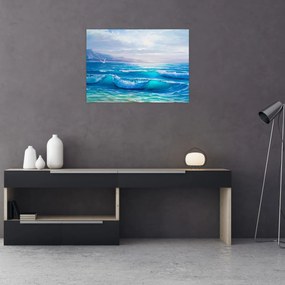 Obraz - Olejomaľba mora s čajkami (70x50 cm)