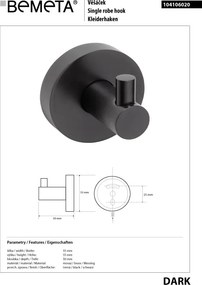 Bemeta Design DARK: Háčik - 104106020