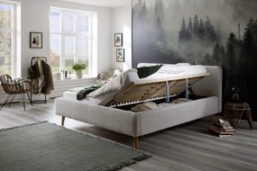 Čalúnená posteľ taupe s úložným priestorom 160 x 200 cm menčester piesková MUZZA