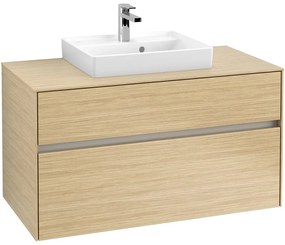 VILLEROY &amp; BOCH Collaro závesná skrinka pod umývadlo na dosku (umývadlo v strede), 2 zásuvky, s LED osvetlením, 1000 x 500 x 548 mm, Nordic Oak, C016B0VJ