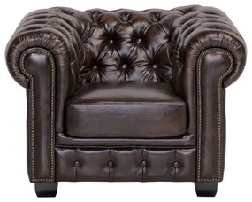 furniture-nabytek.cz - Kreslo Chesterfield z pravej kože, hnedé – 100×90×72 cm