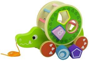 Lean Toys Drevený krokodíl na ťahanie – triedič kociek