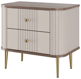 Nočné stolíky Vespera 56 cm - 2 ks - kašmírová / orech / zlatá