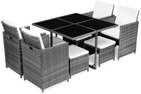 Sada záhradného nábytku z technoratanu, 4 kreslá, 4 taburetky, stôl MultiGarden
