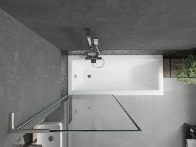 Mexen Next L, 1-krídlová vaňová zástena 80 x 150 cm, 6mm číre sklo-čierny vzor, 6mm číre sklo, profil brúsená oceľ, 895-080-000-03-70-97