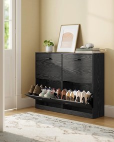 Skrinka na topánky VASAGLE so 4 dvierkami a nastaviteľnou deliacou stenou LBC035 Farba: biela