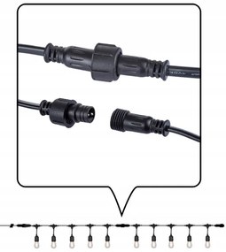 LED záhradná reťaz 5m + 6x LED žiarovka 1W