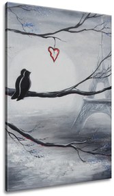 Gario Ručne maľovaný obraz Vtáčia romantika v Paríži Rozmery: 120 x 80 cm