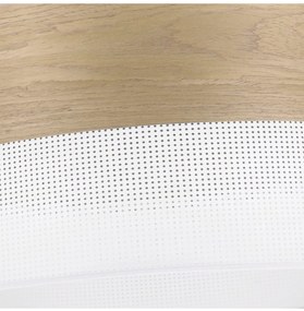 Závesné svietidlo Wood, 1x dýha zlatý dub/biele PVC tienidlo, (fi 20cm)