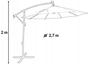 Dekorstudio Záhradný slnečník s LED osvetlením  - 270 cm - tmavo sivý