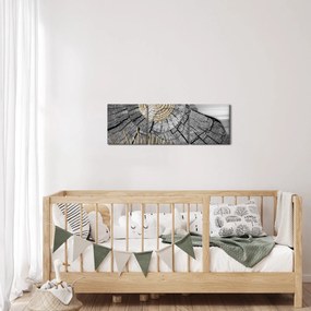 Obraz - Kmeň stromu v koláži (s hodinami) (90x30 cm)