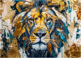 Sklenený obraz - Abstraktná olejomaľba s levom (70x50 cm)